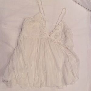 Lace baby doll flowy tie back shirt